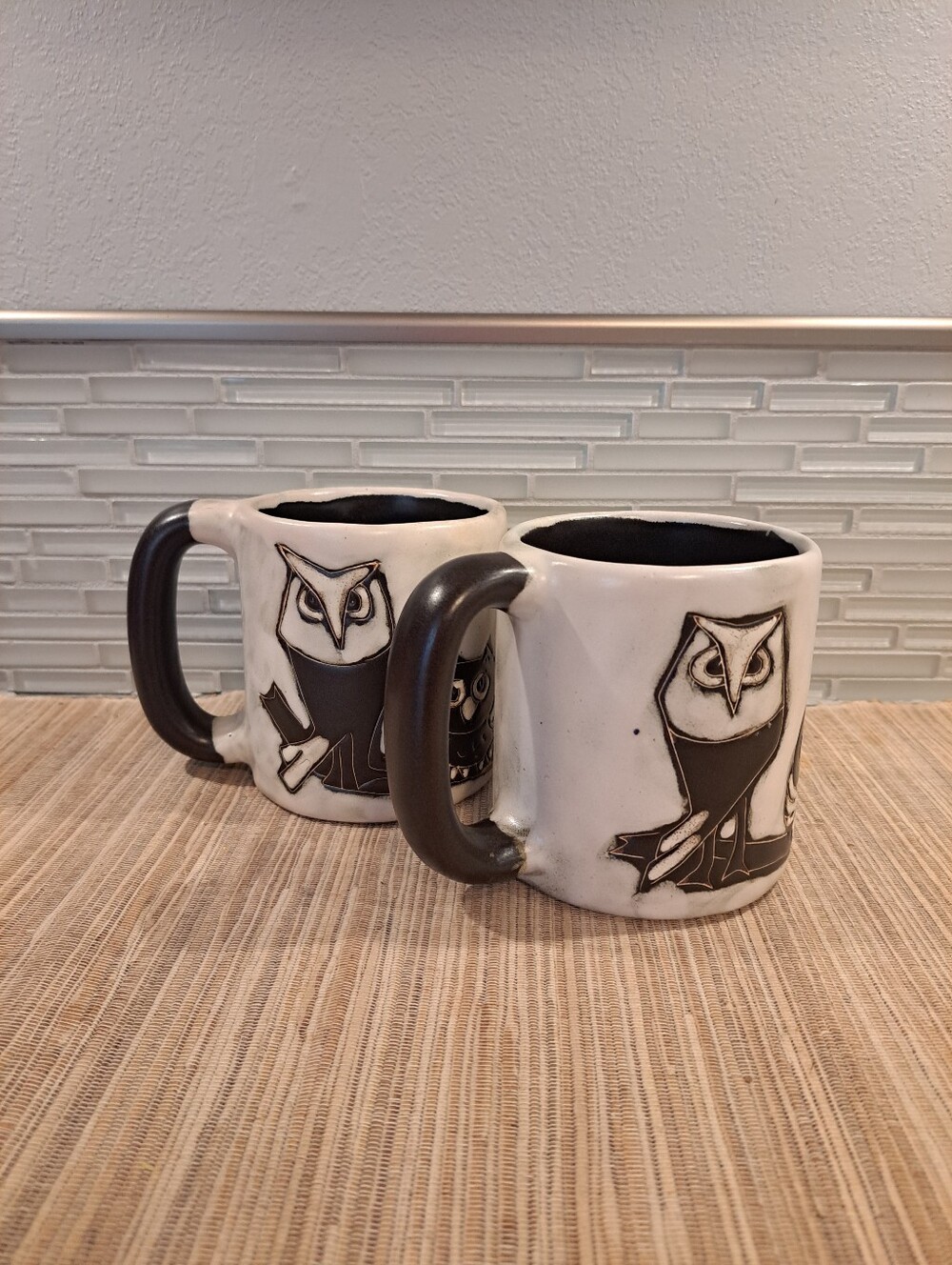 2 MARA Mexico Stoneware Coffee Mug Night Owls Art Pottery. Signed- Heavy - Picture 2 of 5